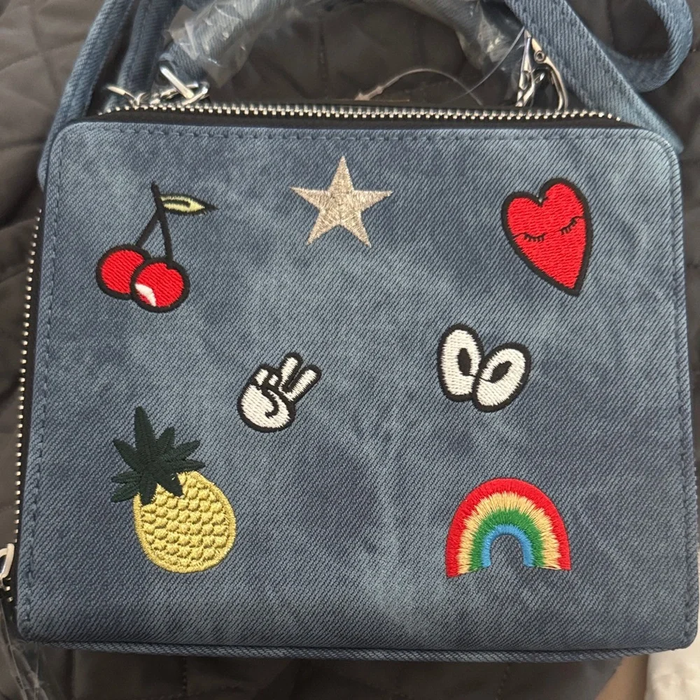 Mix No. 6 Denim Blue Mini Bag with Fun Embroidery - Picture 2 of 6